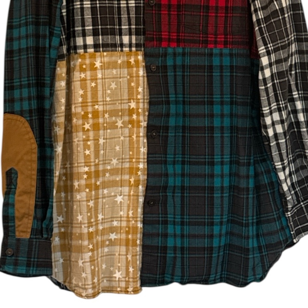 Y2K Rocawear Plaid Patchwork Button-Up Cotton Fla… - image 3